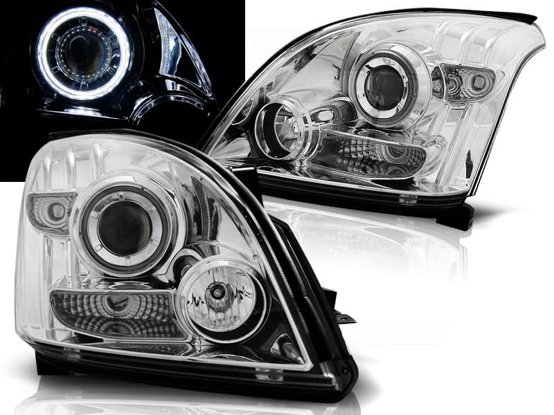 Predné svetlá Toyota Land Cruiser 120 03-09 CCFL Angel Eyes Chrome