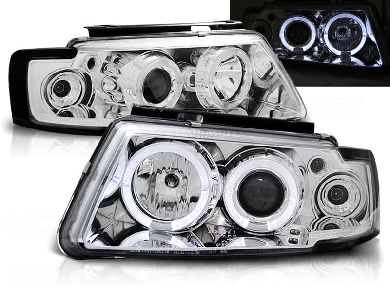 Predné svetlá VW Passat B5 Angel Eyes Chrome - 12