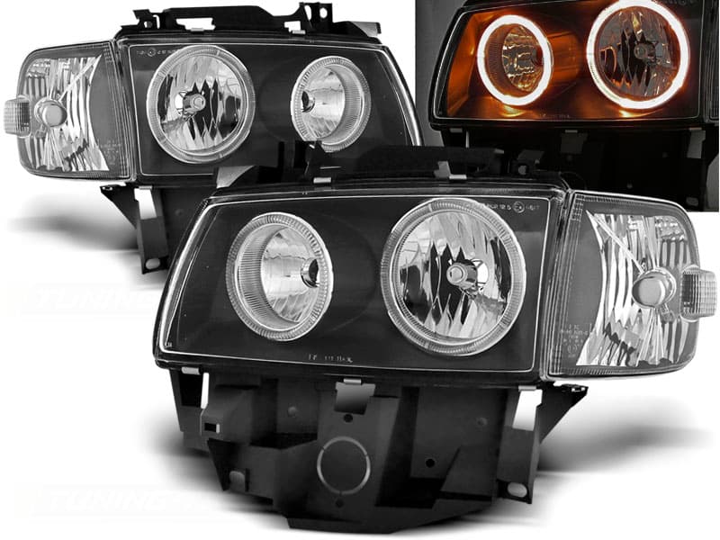 Predné svetlá VW T4 Angel Eyes Black