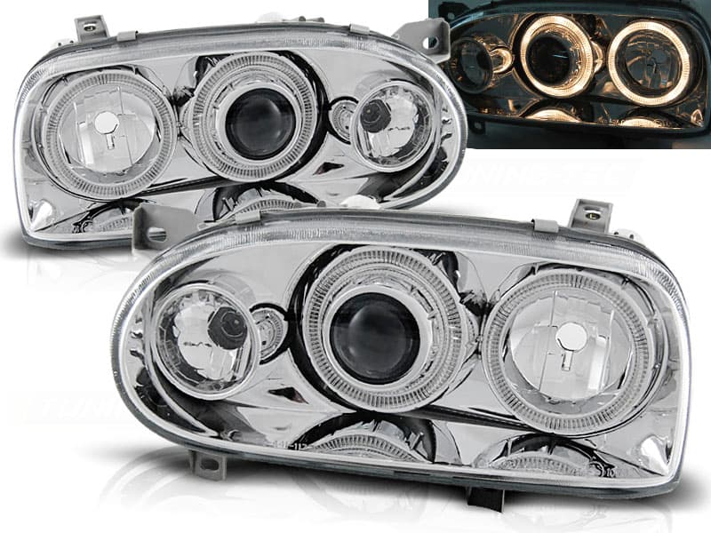 Predné svetlá VW Golf 3 91-97 Angel Eyes Chrome