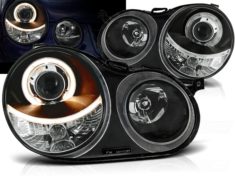 Predné svetlá VW Polo 9N 01-05 Angel Eyes Black