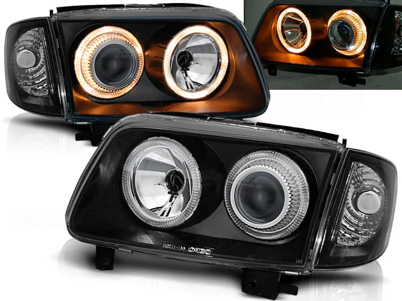 Predné svetlá VW Polo 6N2 99-01 Angel Eyes Black