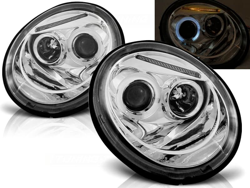 Predné svetlá VW New Beetle 98-05 Angel Eyes Chrome
