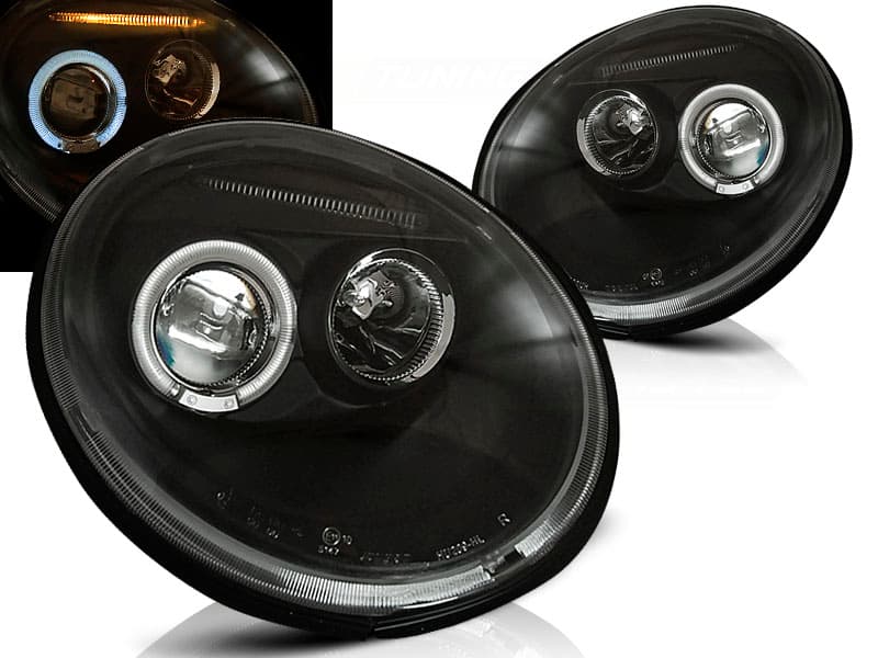 Predné svetlá VW New Beetle 98-05 Angel Eyes Black