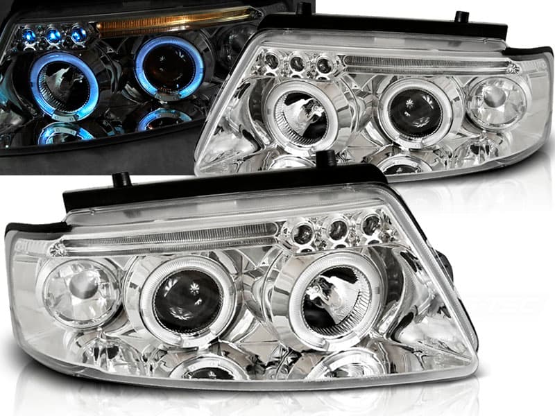 Predné svetlá VW Passat B5 Angel Eyes Chrome - 77
