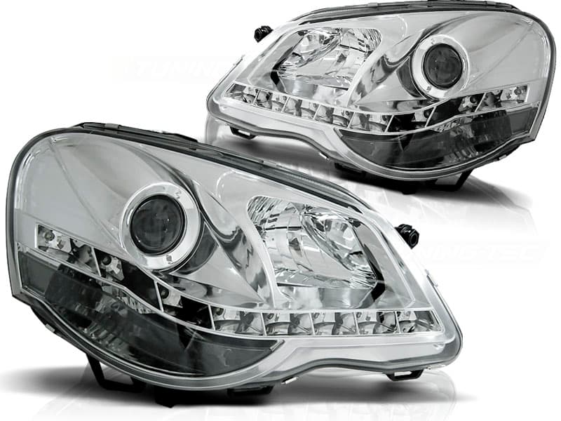 Predné svetlá VW Polo 9N3 05-09 Devil Eyes Chrome