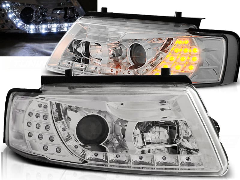 Predné svetlá VW Passat B5 LED Devil Eyes Chrome