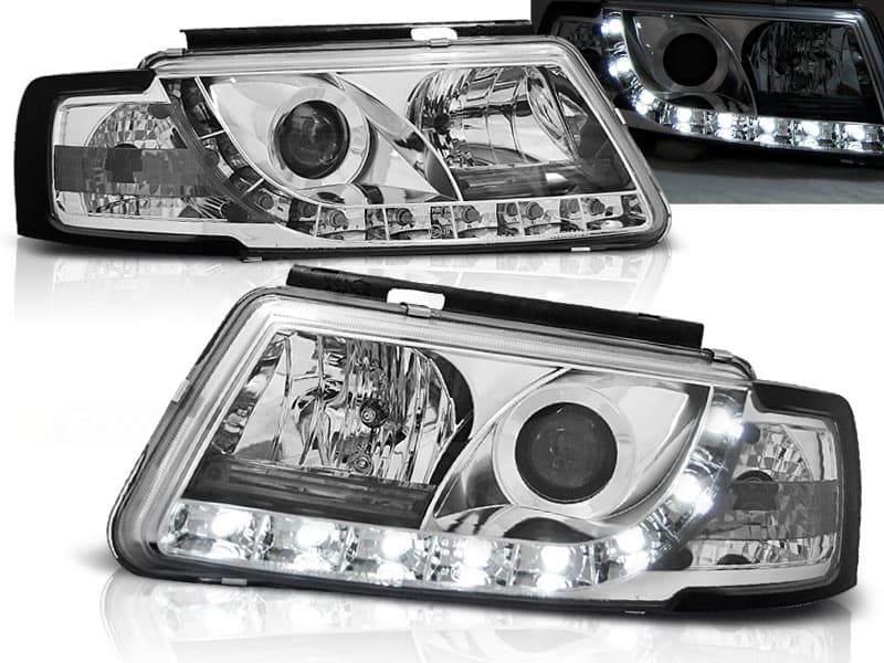 Predné svetlá VW Passat B5 3B DRL Devil Eyes Chrome