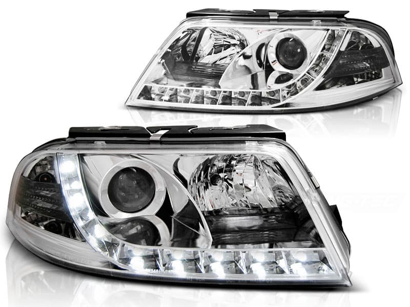 Predné svetlá VW Passat B5 3BG s denným svietením Devil Eyes Chrome