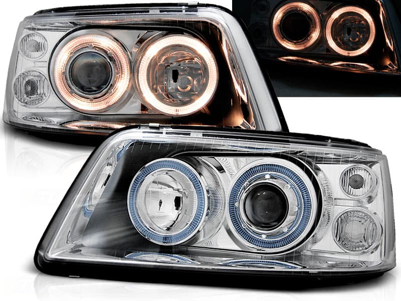 Predné svetlá VW T5 03-09 Angel Eyes Chrome