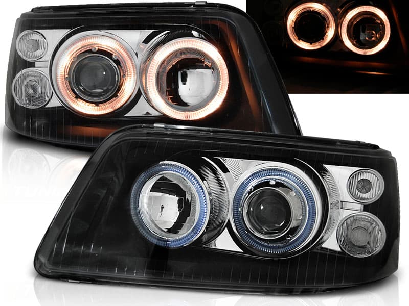 Predné svetlá VW T5 03-09 Angel Eyes Black