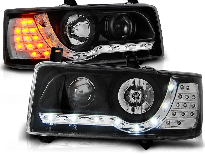 Predné svetlá VW T4 Transporter 90-03 Devil Eyes Black - F1