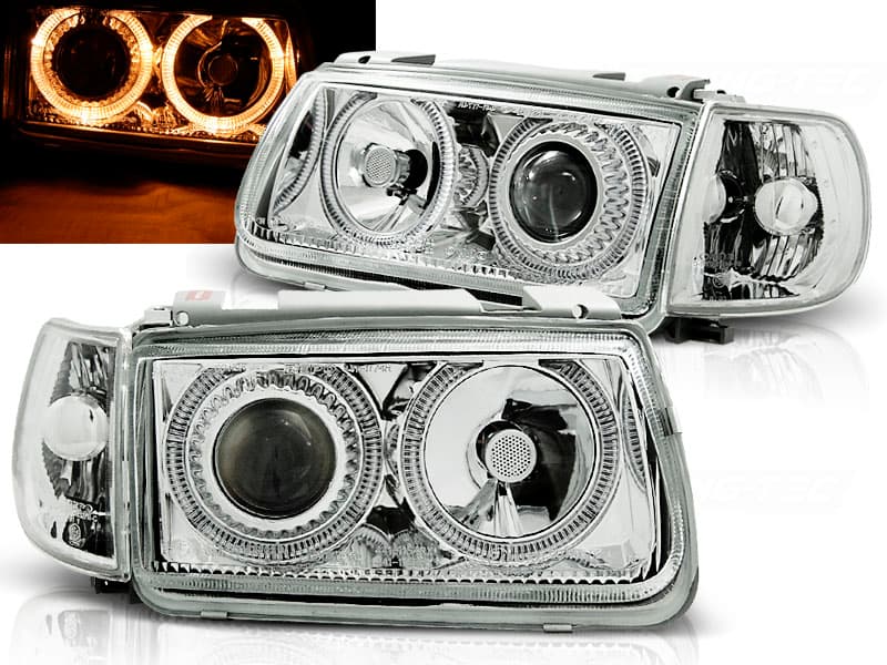 Predné svetlá VW Polo 6N 94-99 Angel Eyes Chrome - H0