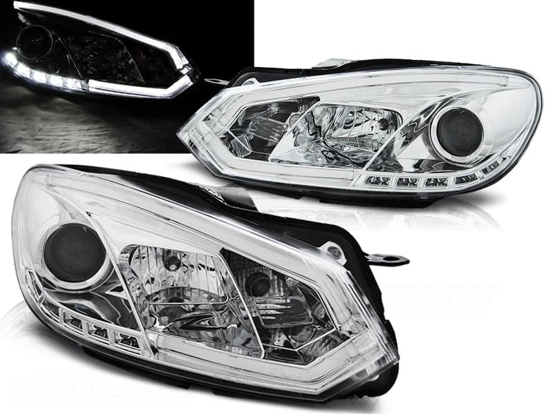 Predné svetlá VW Golf 6 DRL Tube Light Chrome