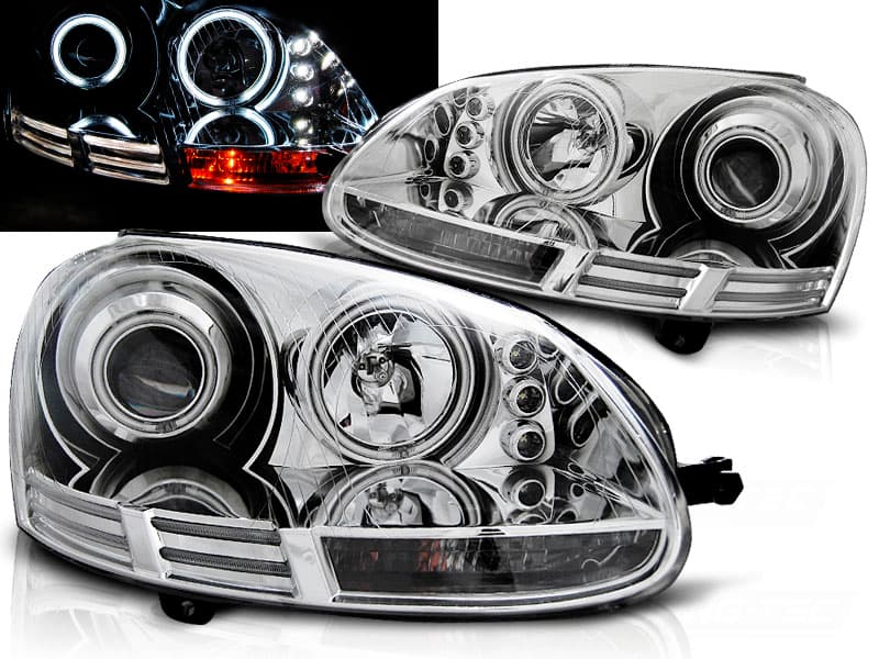 Predné svetlá VW Golf 5 CCFL Angel Eyes Chrome