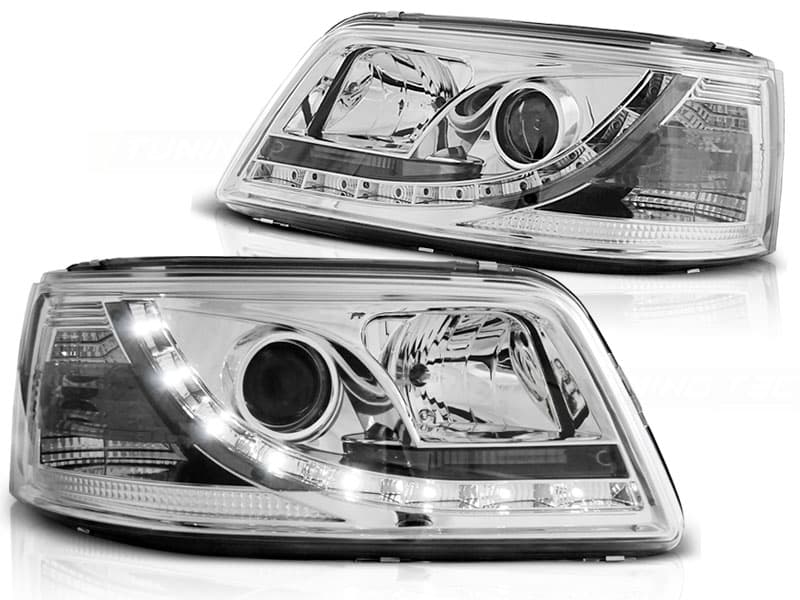 Predné svetlá VW T5 03-09 DRL Devil Eyes Chrome