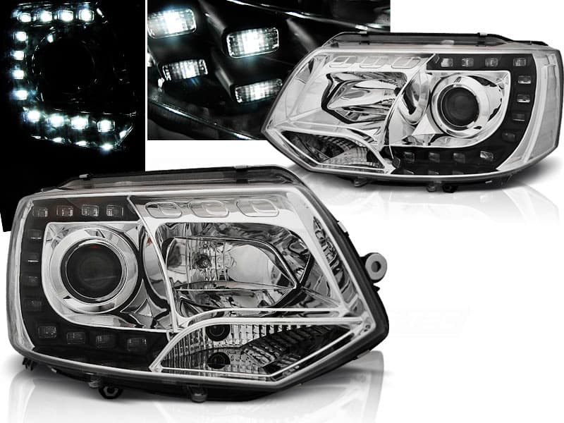 Predné svetlá VW T5.1 10-15 TRU-DRL Chrome