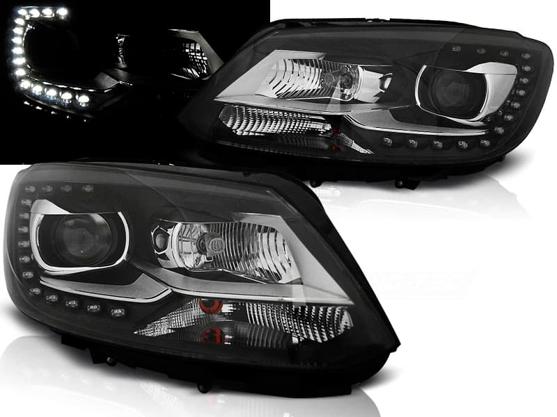 Predné svetlá VW Touran 2 10-15 s denným svietením Black