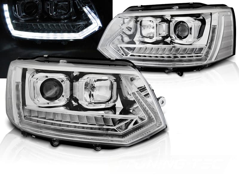 Predné svetlá VW T5.1 10-15 Tube Light Dynamic Chrome
