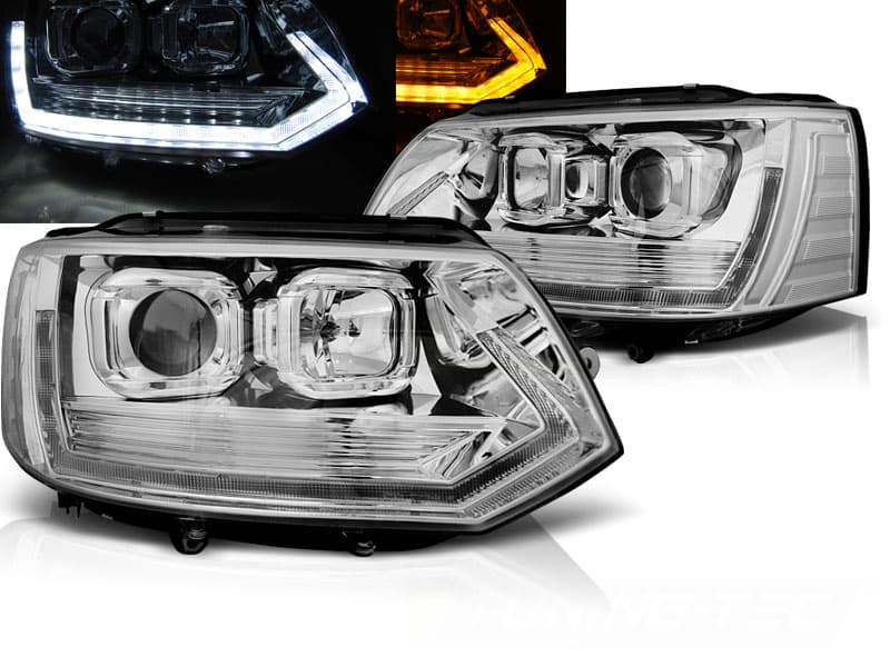 Predné svetlá VW T5.1 10-15 Tube Light Chrome