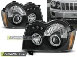 Predné svetlá Jeep Grand Cherokee 05-08 Angel Eyes Black