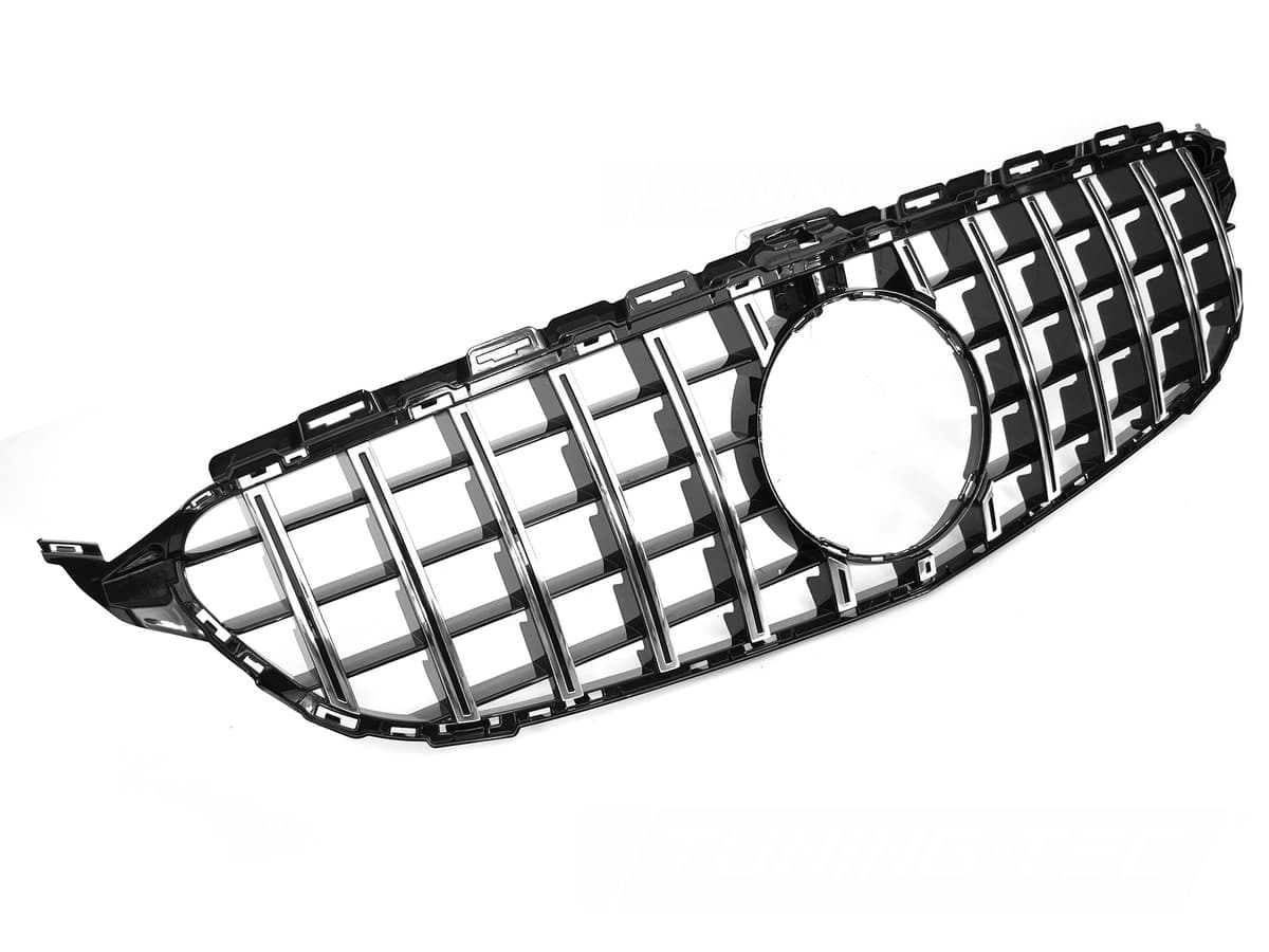 Predná maska Mercedes C W205 14-21 / S205 14-21 / C205 15-23 / A205 16-23 GT Style Black-Chrome