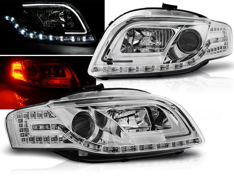 Predné svetlá Audi A4 B7 04-08 Tube Light Chrome