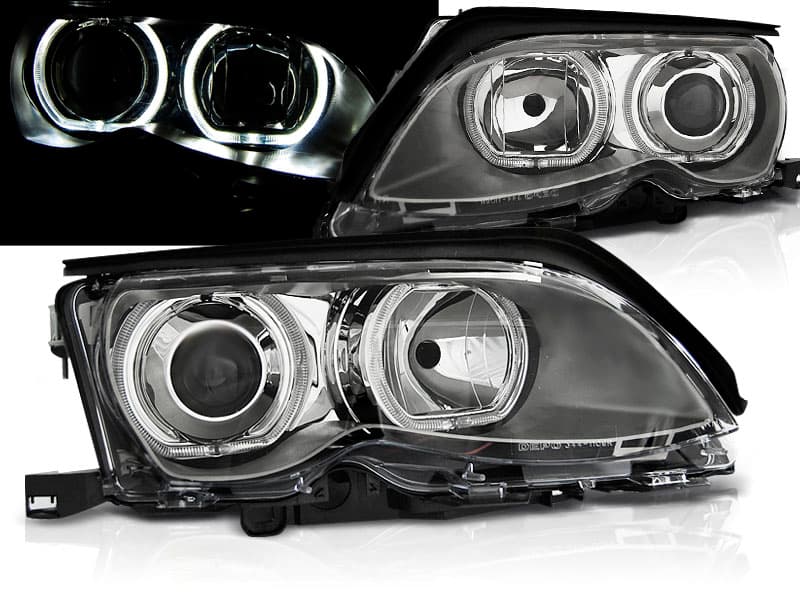 Predné svetlá BMW E46 01-05 Angel Eyes LED Chrome