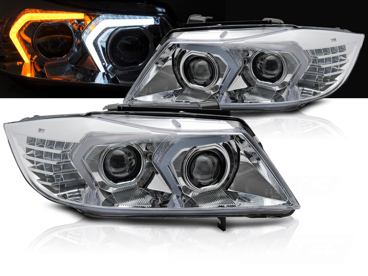 Predné Full LED svetlá BMW E90 / E91 05-08 Chrome