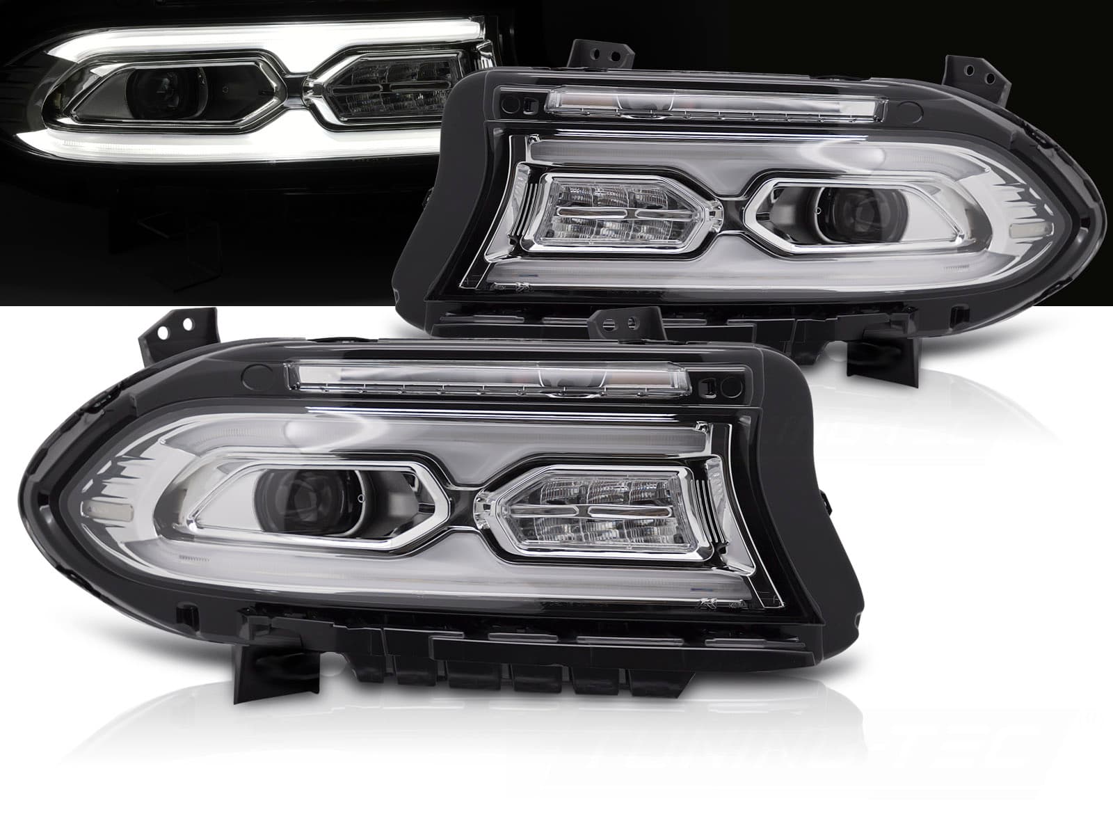 Predné Full LED svetlá Dodge Charger 14-23 DRL Chrome