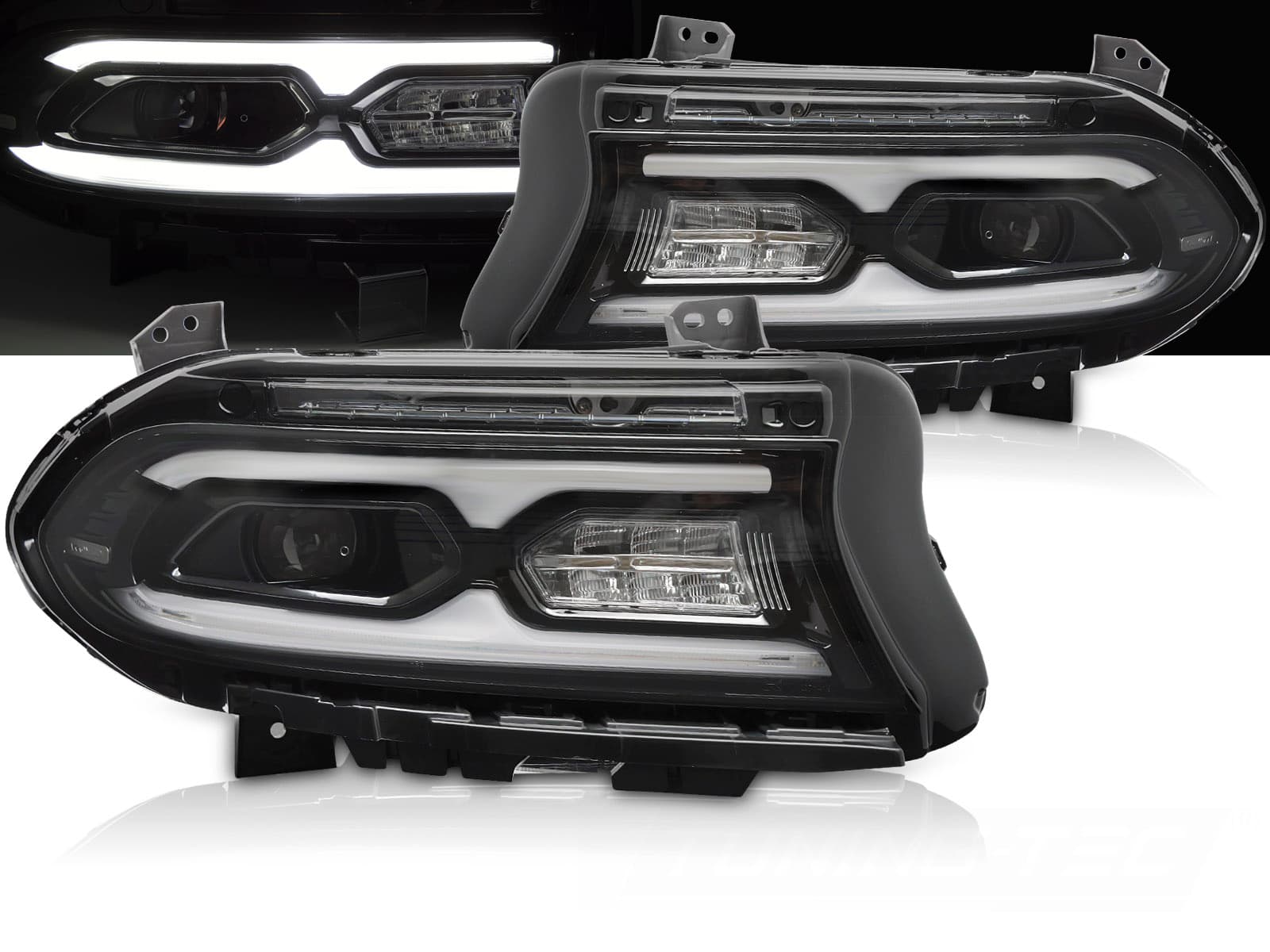 Predné Full LED svetlá Dodge Charger 14-23 DRL Black