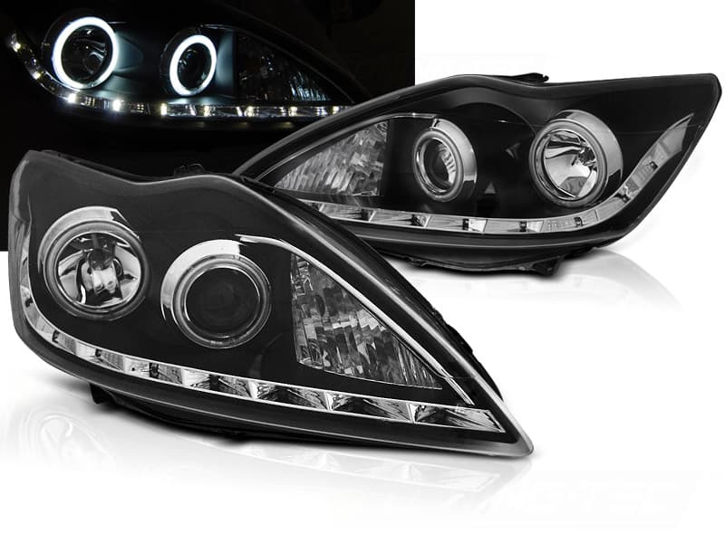 Predné svetlá Ford Focus II 08-10 Angel Eyes CCFL Black