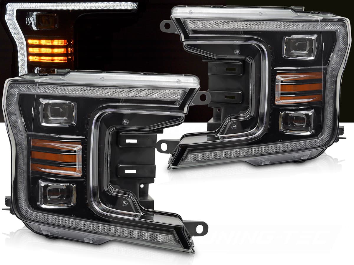 Predné Full LED svetlá Ford F-150 17-20 DRL Black