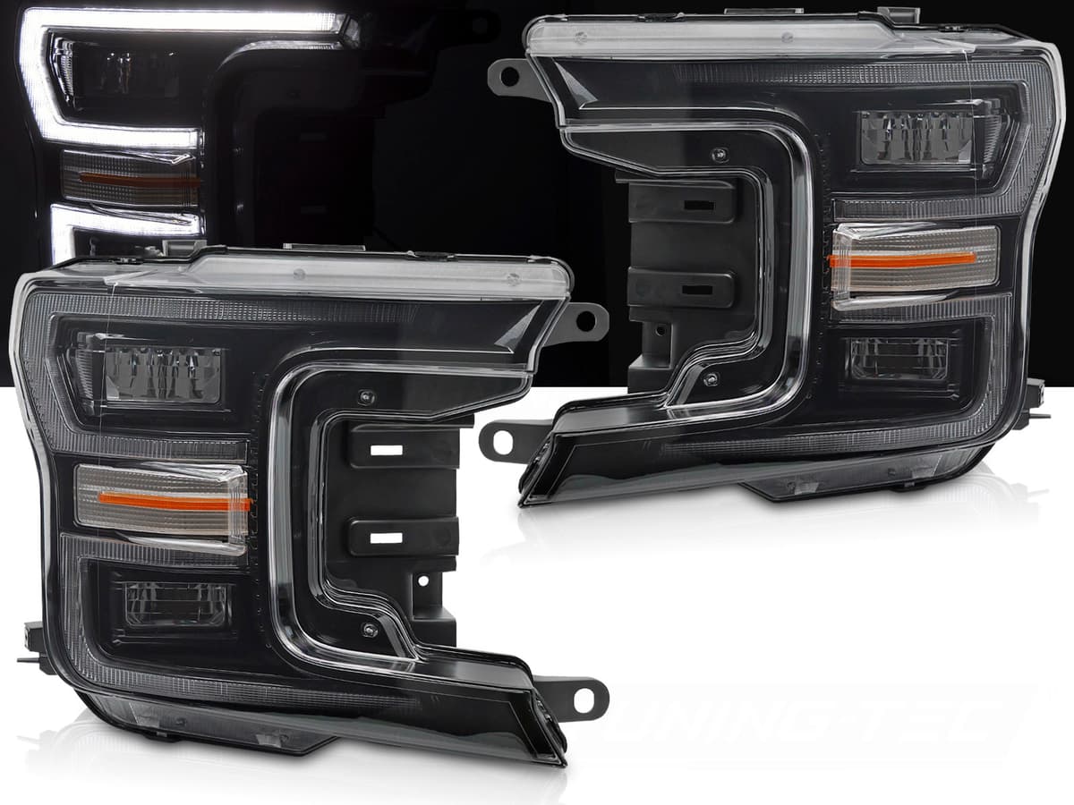 Predné Full LED svetlá Ford F-150 17-20 DRL Black (dynamická smerovka)