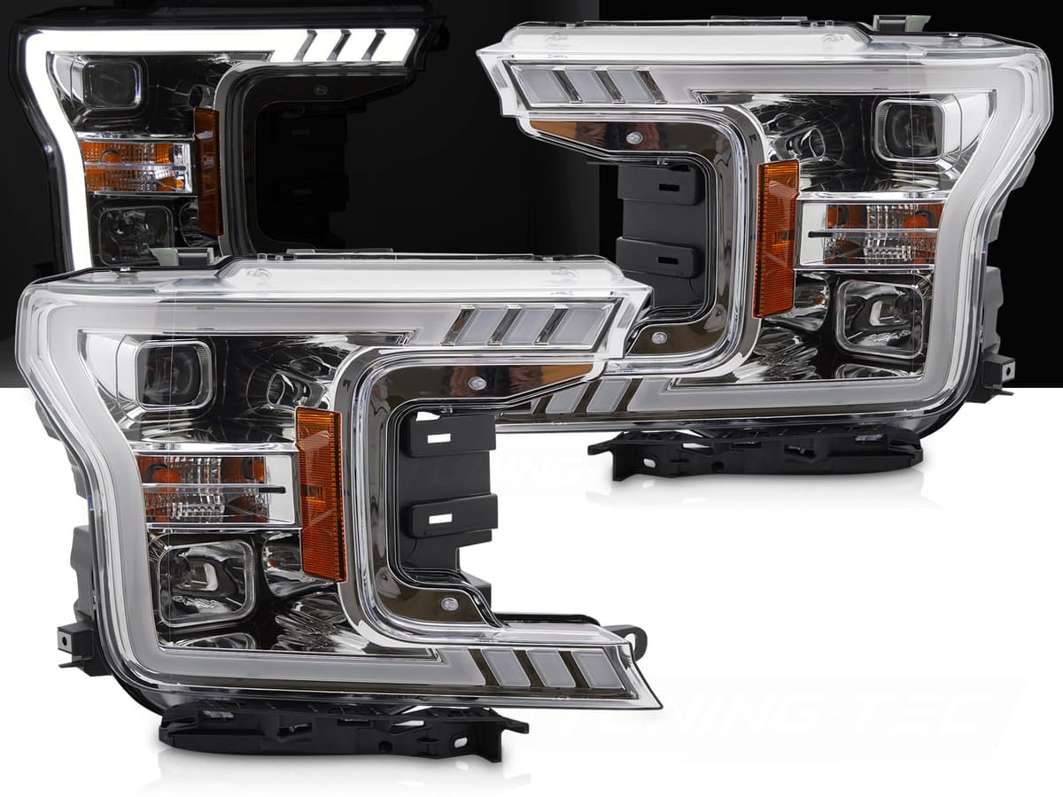 Predné svetlá Ford F-150 17-20 Tube Light Chrome