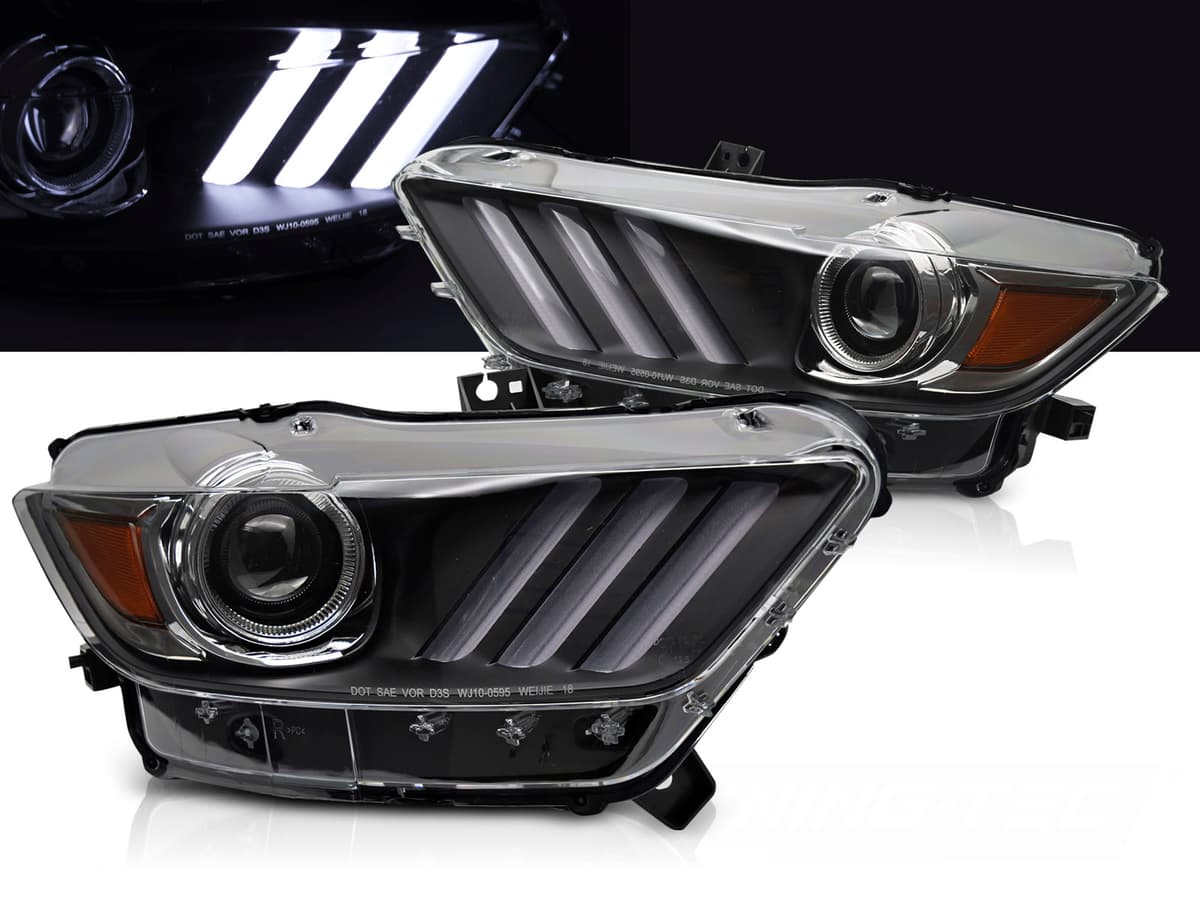 Predné xenónové svetlá Ford Mustang 14-17 DRL Black