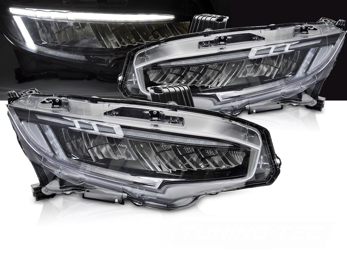 Predné Full LED svetlá Honda Civic X 16-21 Black (uvítacie svetlo)