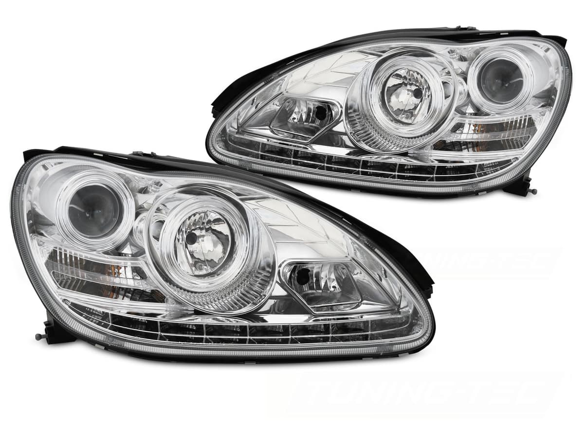 Predné svetlá Mercedes S W220 02-05 Xenon Chrome LED