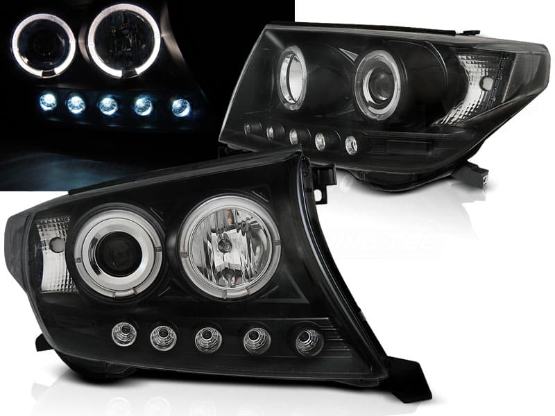 Predné svetlá Toyota Land Cruiser 200 07-12 Angel Eyes Black
