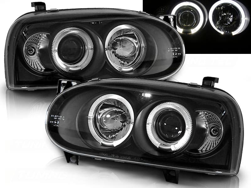 Predné svetlá Volkswagen Golf III 91-97 Angel Eyes Black