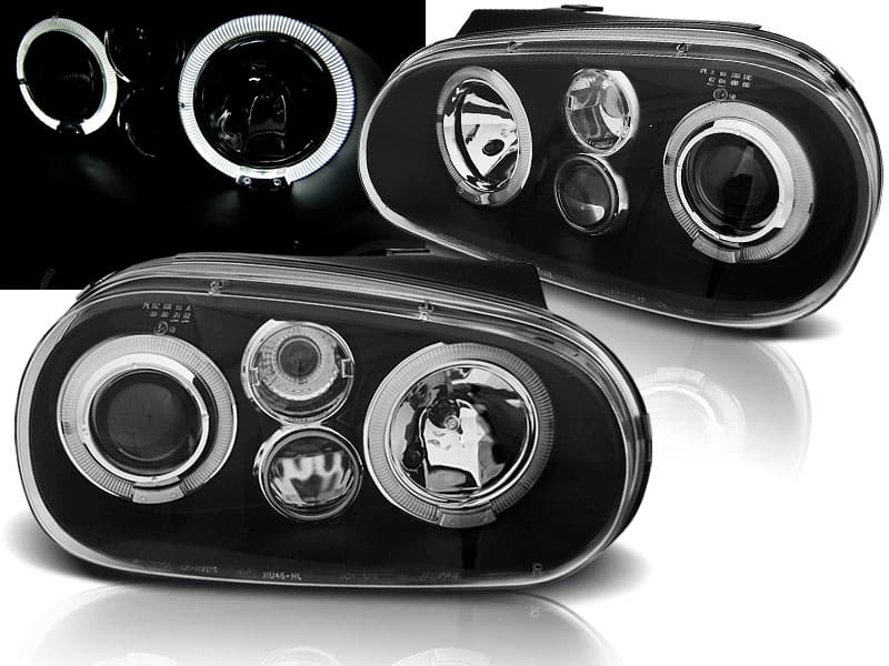 Predné svetlá Volkswagen Golf IV 97-03 Angel Eyes Black