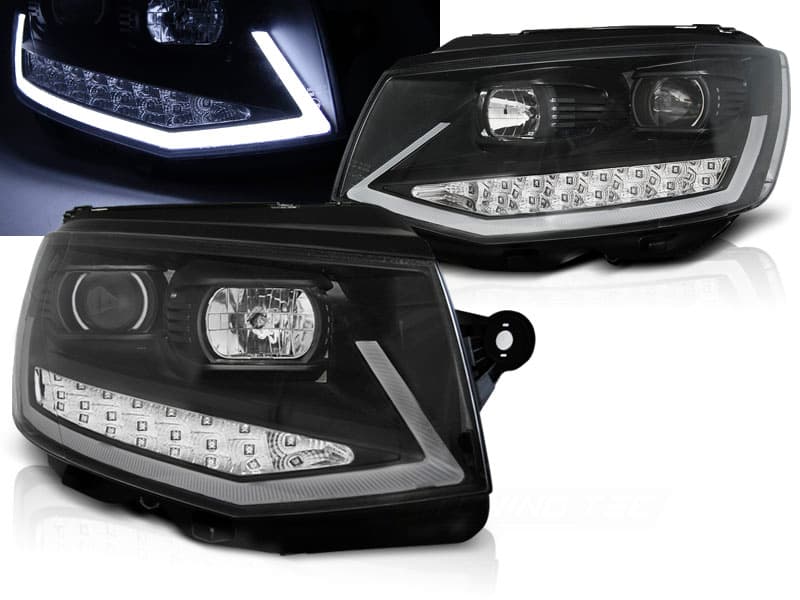 Predné svetlá Volkswagen Transporter T6 15-19 Tube Light DRL Black Chrome