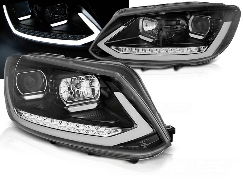 Predné svetlá Volkswagen Touran I 10-15 Tube Light DRL Black