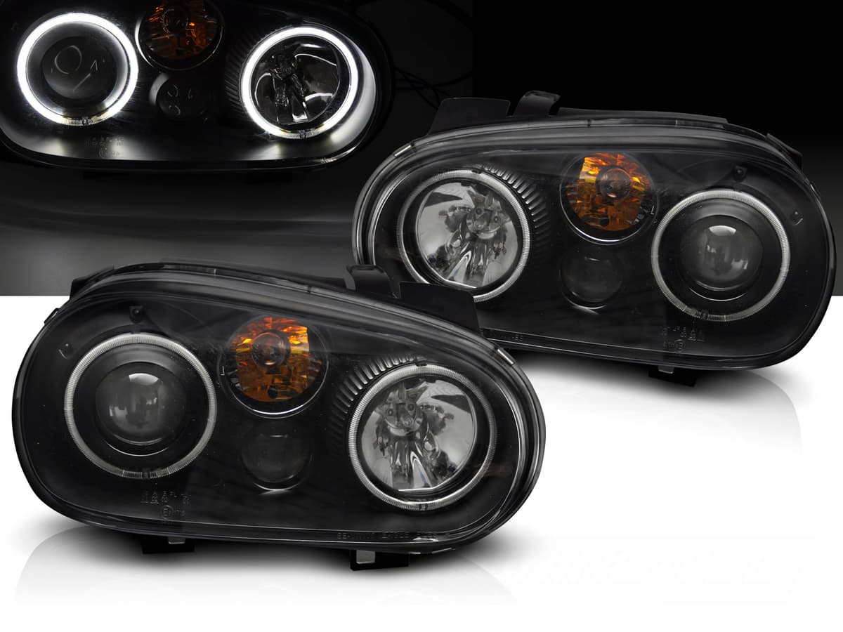 Predné svetlá Volkswagen Golf IV 97-03 Angel Eyes CCFL Black