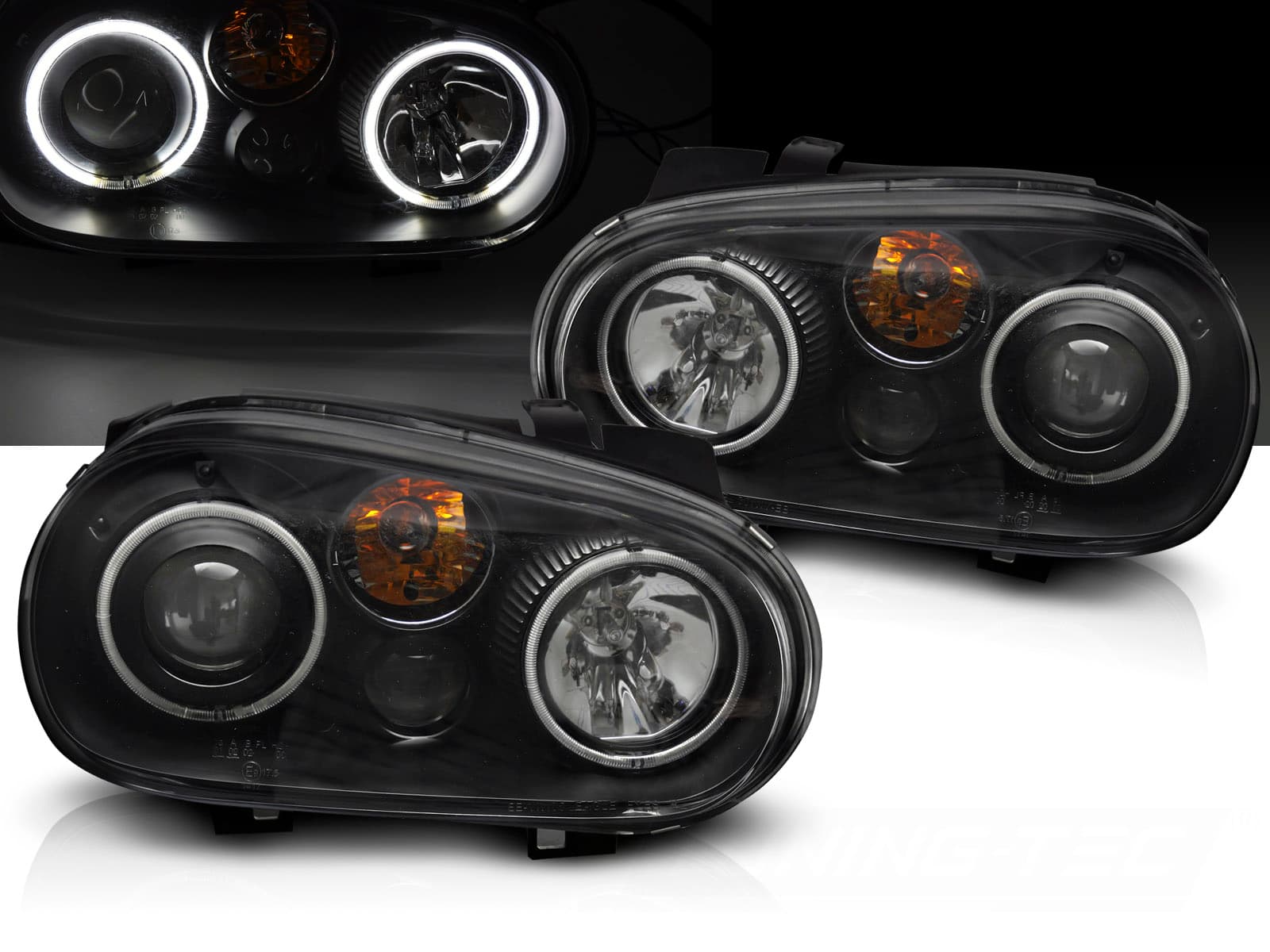 Predné svetlá Volkswagen Golf IV 97-03 Angel Eyes CCFL Black