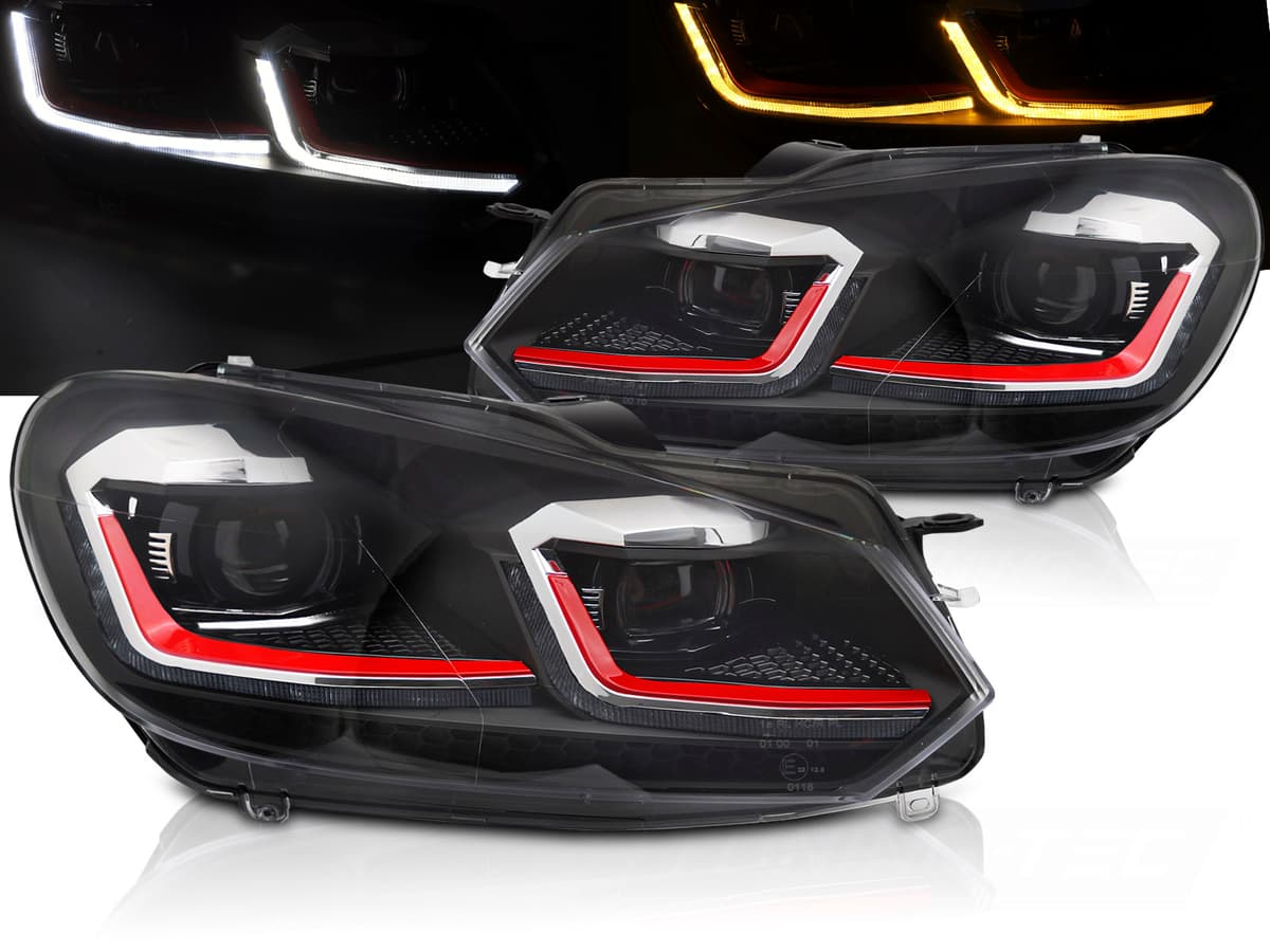 Predné svetlá Volkswagen Golf VI 08-12 Red Line LED DRL