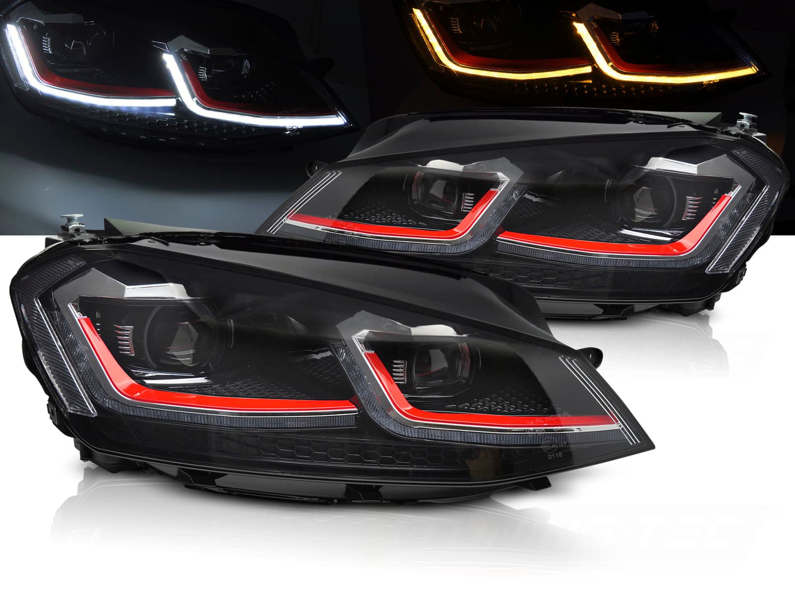 Predné svetlá Volkswagen Golf VII 13-17 Red Line LED DRL