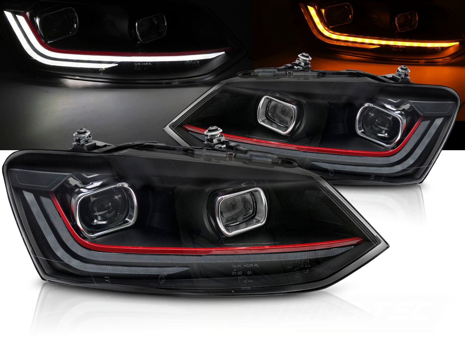 Predné svetlá Volkswagen Polo V 6R 09-17 Red Line LED DRL