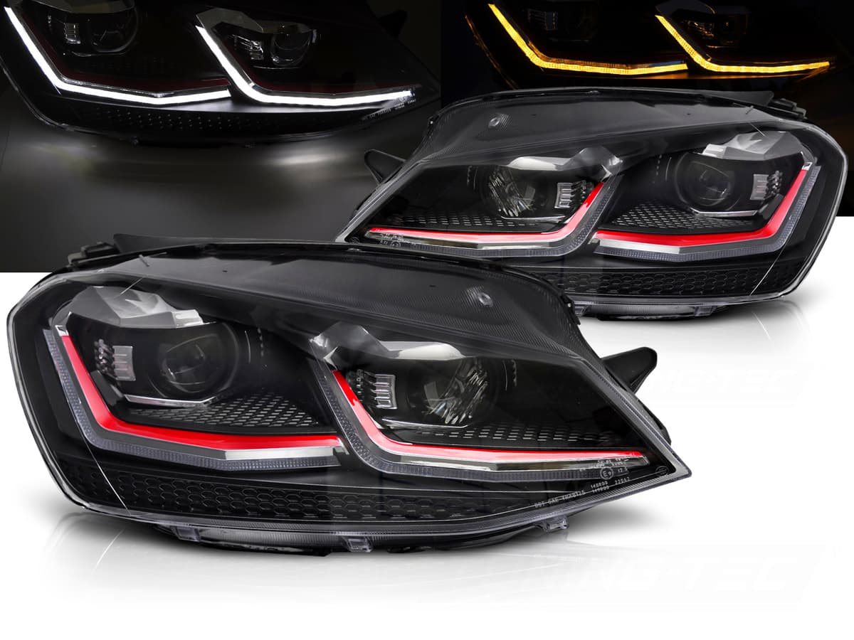 Predné svetlá Volkswagen Golf VII 13-17 Red LED DRL (homologované)