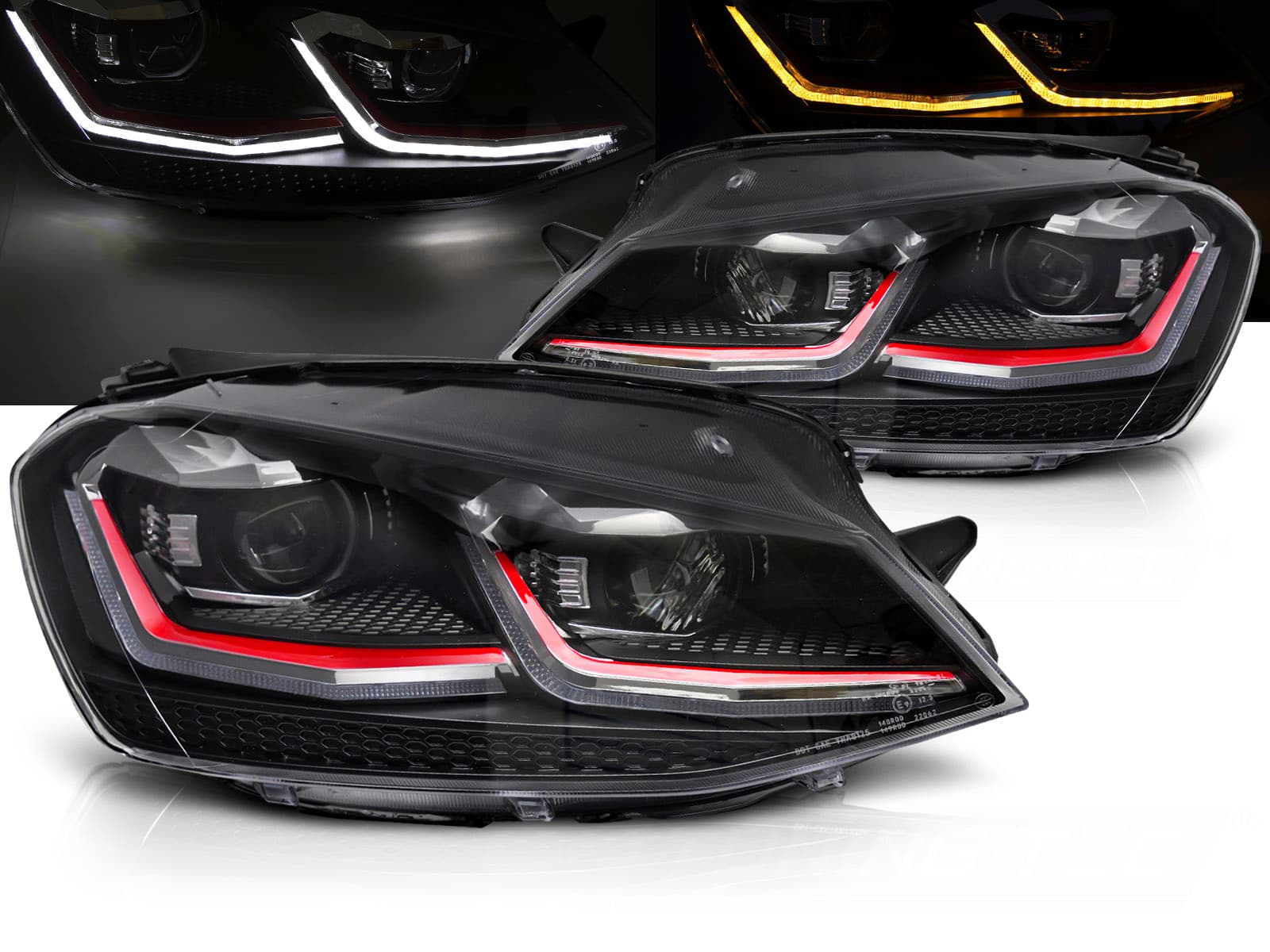 Predné svetlá Volkswagen Golf VII 13-17 Red LED DRL (homologované)